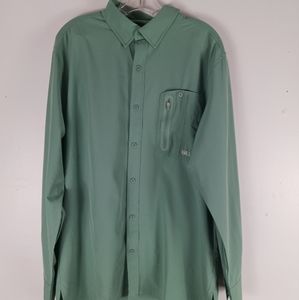 Gillz Fishing Shirt Vented Roll Tab Sleeve Outdoor Sportsman Green Men's Size L